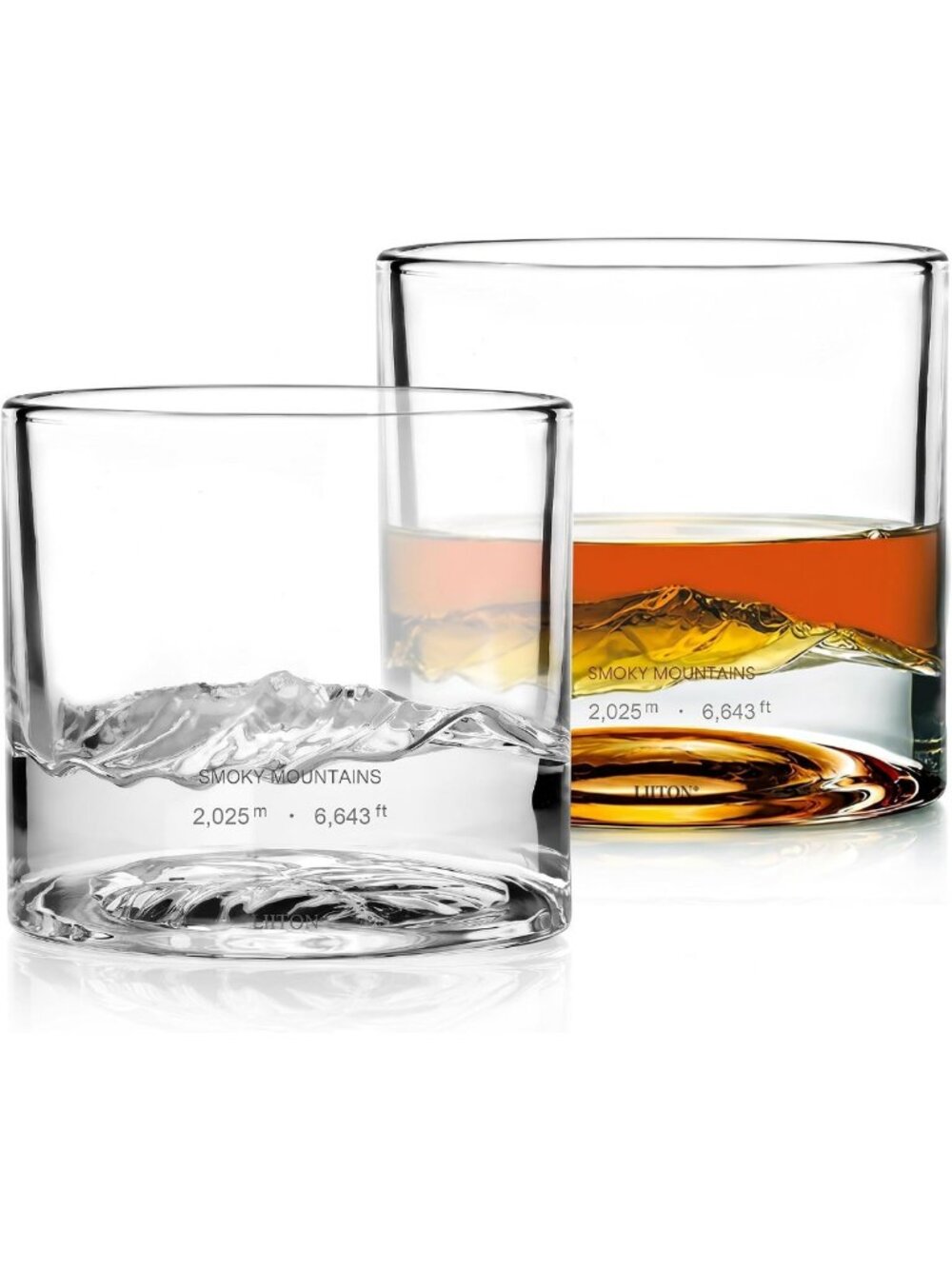Smoky Mountain Old Fashioned Whiskey Glasses Set of 2 - Perfect Men's Gift